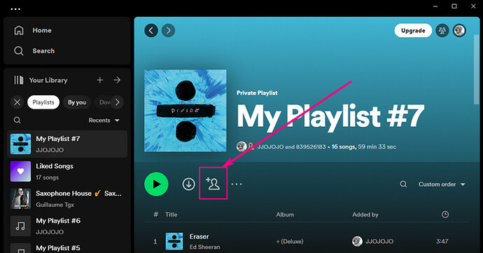 share private playlists to friends