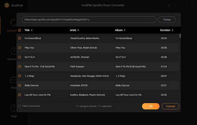 add private playlist to audifab