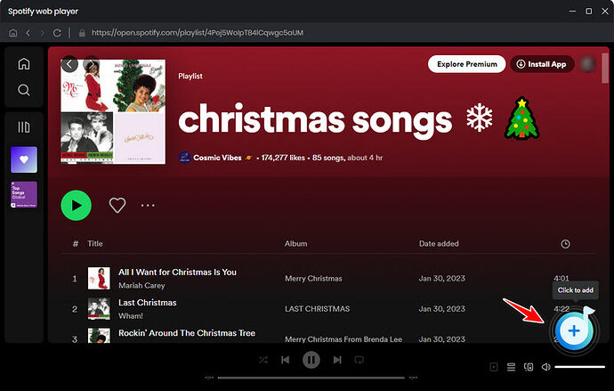 click to add christmas songs